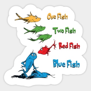 One Fish Two Fish Red Fish Blue Fish Reading Day Sticker